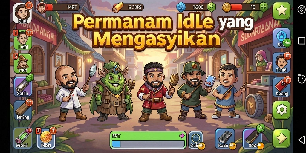 Tangkapan layar gameplay 5RT menampilkan aktivitas permainan Idle yang seru.