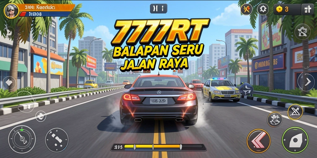 Screenshot gameplay 777RT menampilkan aksi balap yang seru dan mendebarkan.