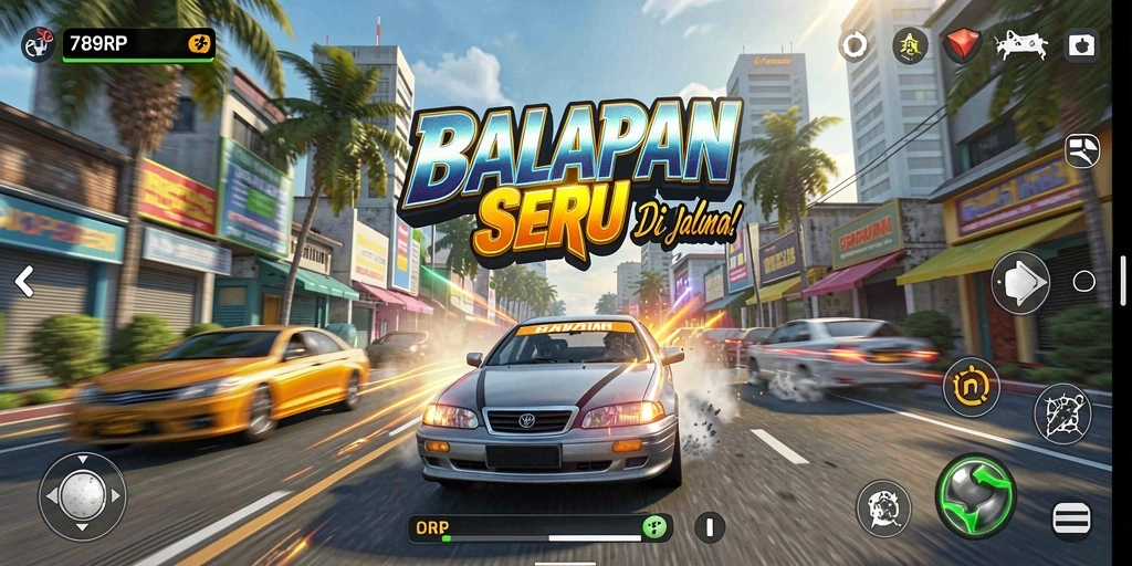 Screenshot gameplay 789RP menampilkan balapan yang seru dan mendebarkan.