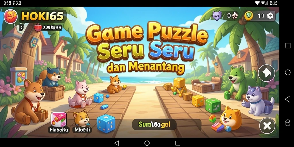 Screenshot gameplay HOKI65 menampilkan serunya memecahkan teka-teki puzzle.