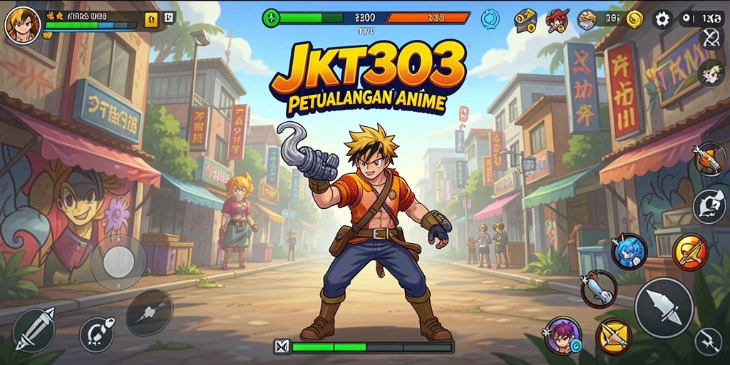 Tampilan gameplay JKT303 dengan karakter anime yang menawan.