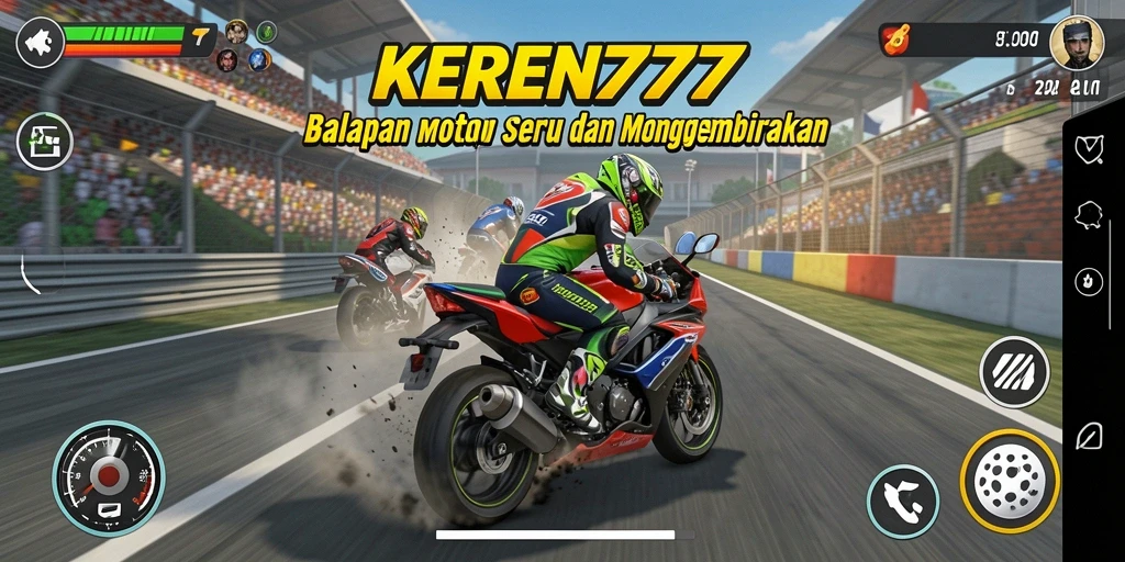 Screenshot KEREN777 menampilkan aksi balapan motor yang mendebarkan.