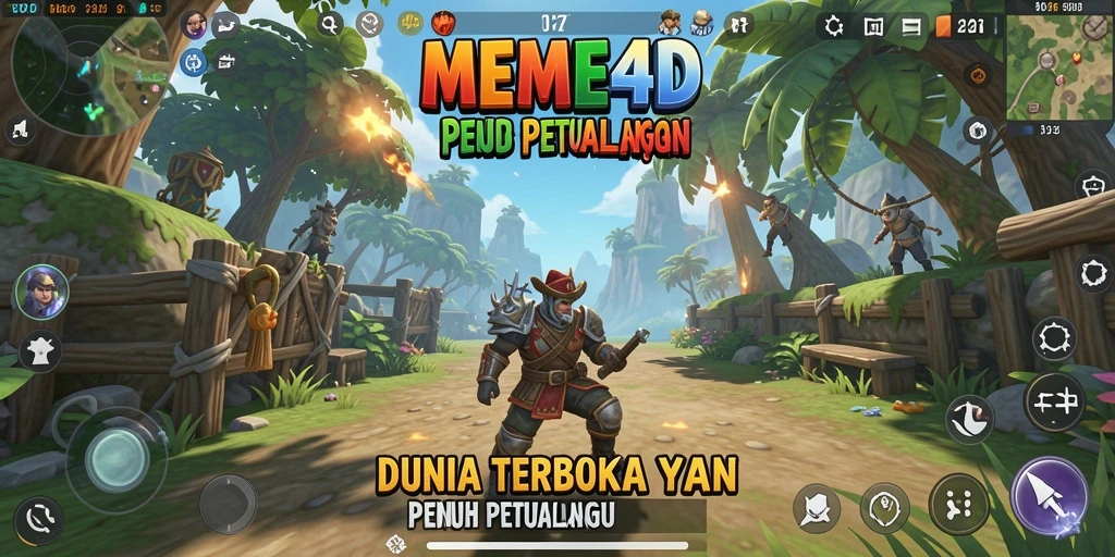 Screenshot gameplay <strong>MEME4D</strong> yang menunjukkan dunia terbuka yang luas dan imersif.