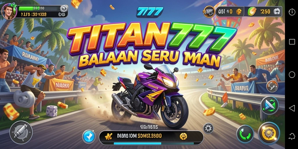 Gameplay mendebarkan di trek balap TITAN777, penuh aksi dan adrenalin.