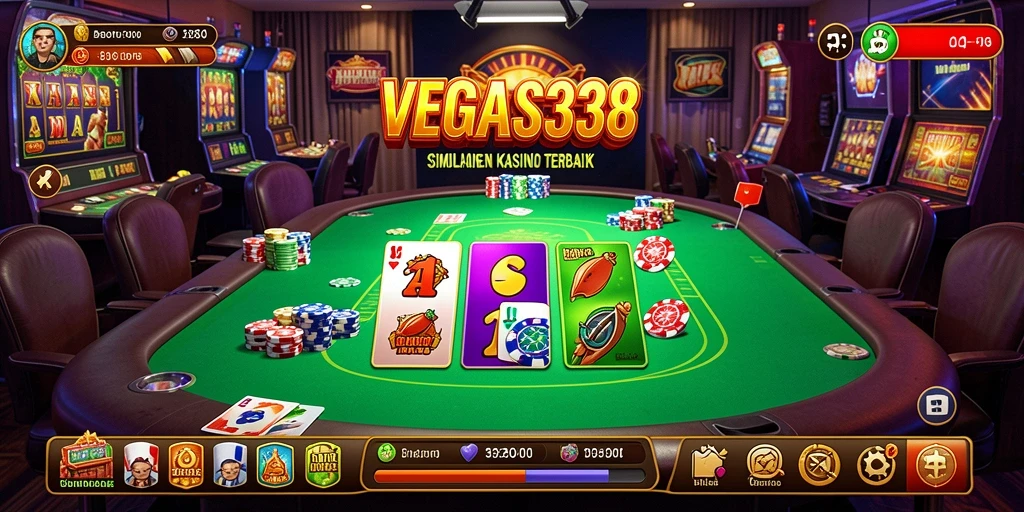 Screenshot gameplay simulasi kasino mendebarkan di VEGAS338.