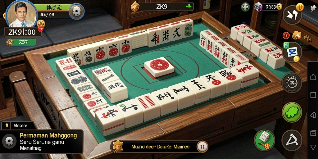 Tangkapan layar ZK9 menampilkan suasana permainan Mahjong yang menarik.